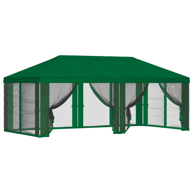Gazebo Hoes Met Zijwanden Groen 600,5 X 300,5 Cm Polyester