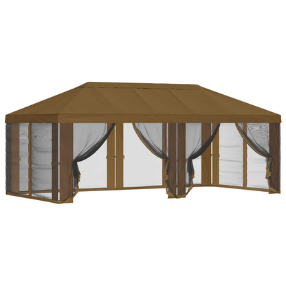 Gazebo Hoes Met Zijwanden Taupe 600,5 X 300,5 Cm Polyester
