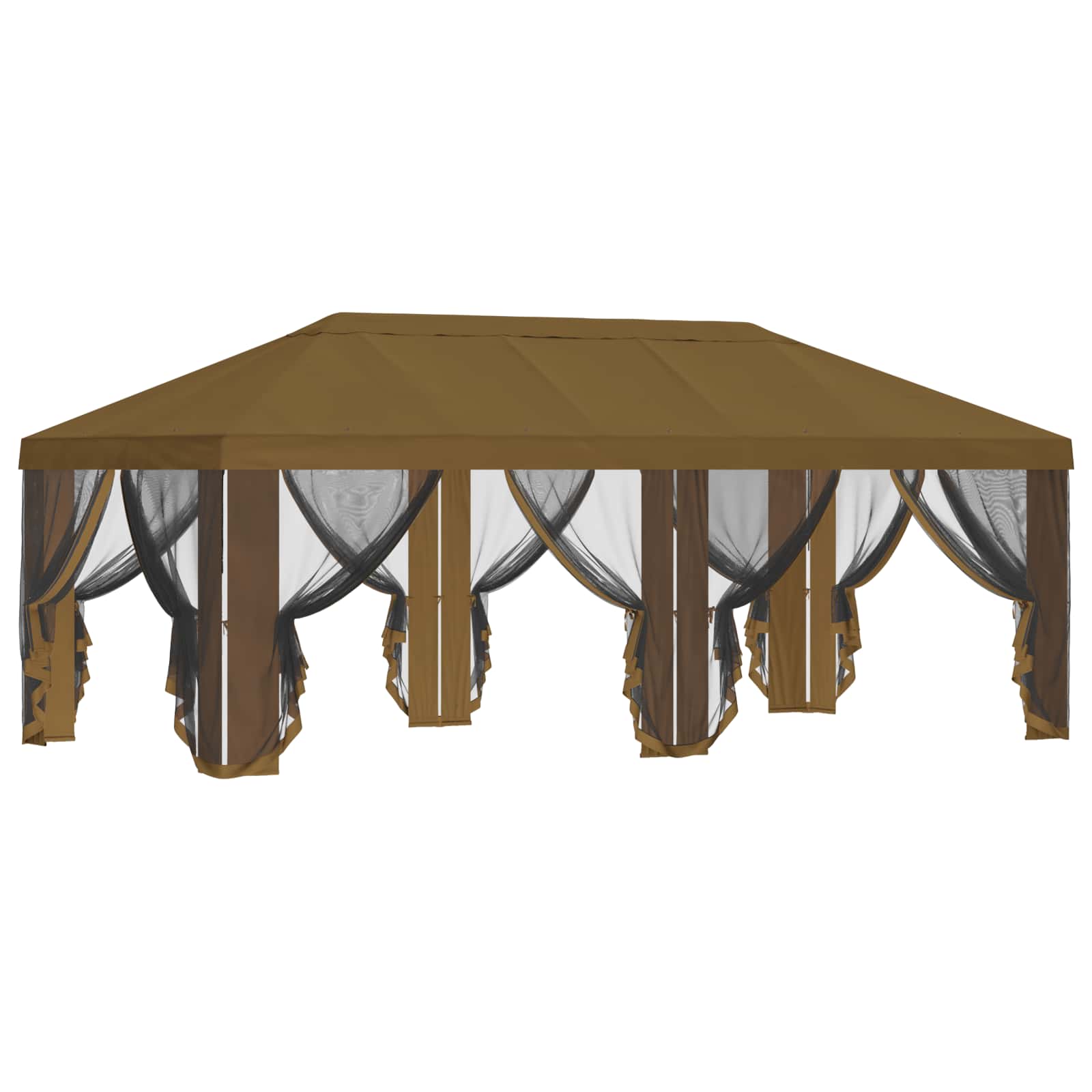 Gazebo Hoes Met Zijwanden Taupe 600,5 X 300,5 Cm Polyester