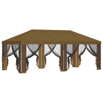 Gazebo Hoes Met Zijwanden Taupe 600,5 X 300,5 Cm Polyester