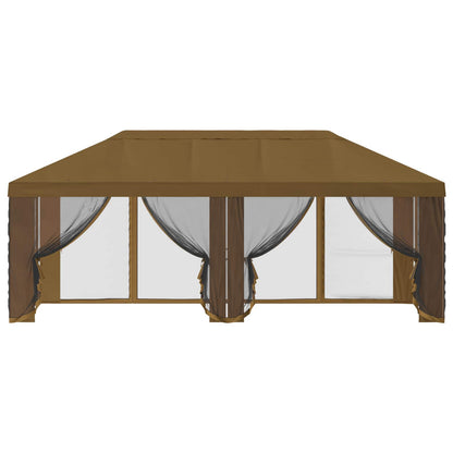 Gazebo Hoes Met Zijwanden Taupe 600,5 X 300,5 Cm Polyester