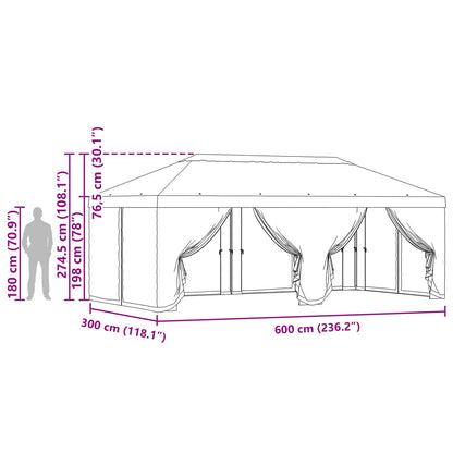 Gazebo Hoes Met Zijwanden Taupe 600,5 X 300,5 Cm Polyester