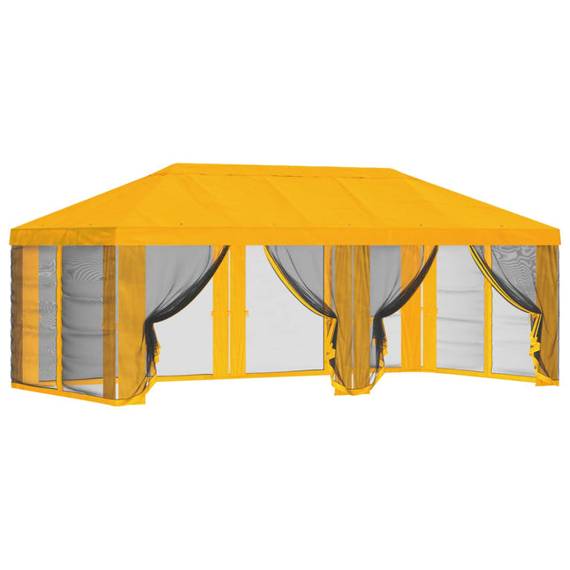 Gazebo Hoes Met Zijwanden Geel 600,5 X 300,5 Cm Polyester