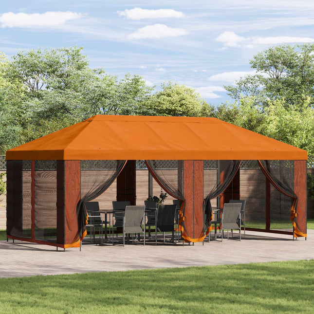 Gazebo Hoes Met Zijwanden Oranje 600,5 X 300,5 Cm Polyester
