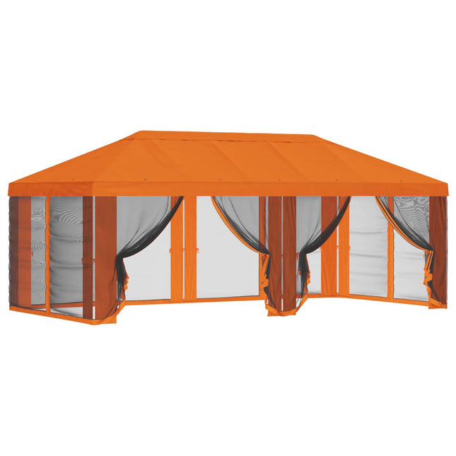 Gazebo Hoes Met Zijwanden Oranje 600,5 X 300,5 Cm Polyester