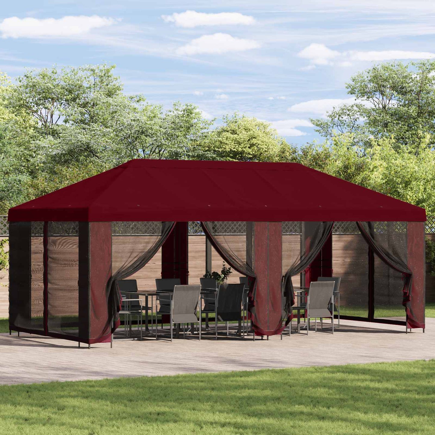 Gazebo Hoes Met Zijwanden Bordeauxrood 600,5 X 300,5 Cm
