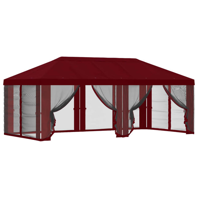 Gazebo Hoes Met Zijwanden Bordeauxrood 600,5 X 300,5 Cm