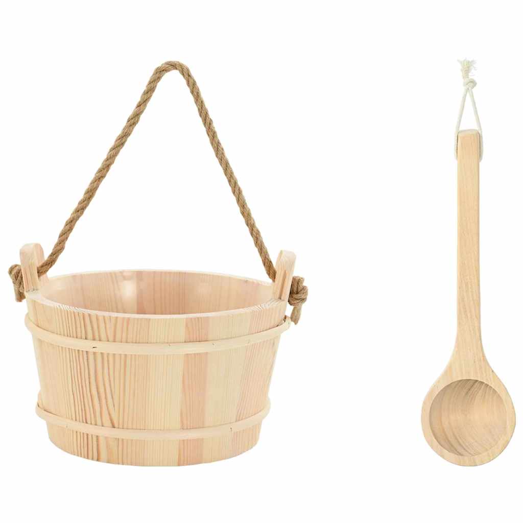 Sauna Emmer 2 Pcs Bruin Massief Vurenhout En Hennep