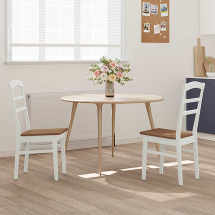Eetkamerstoel 2 Pcs En Natuurlijk Massief Rubberhout