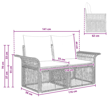 Tuinbank 2-Aantal Zitplaatsen Poly Rattan