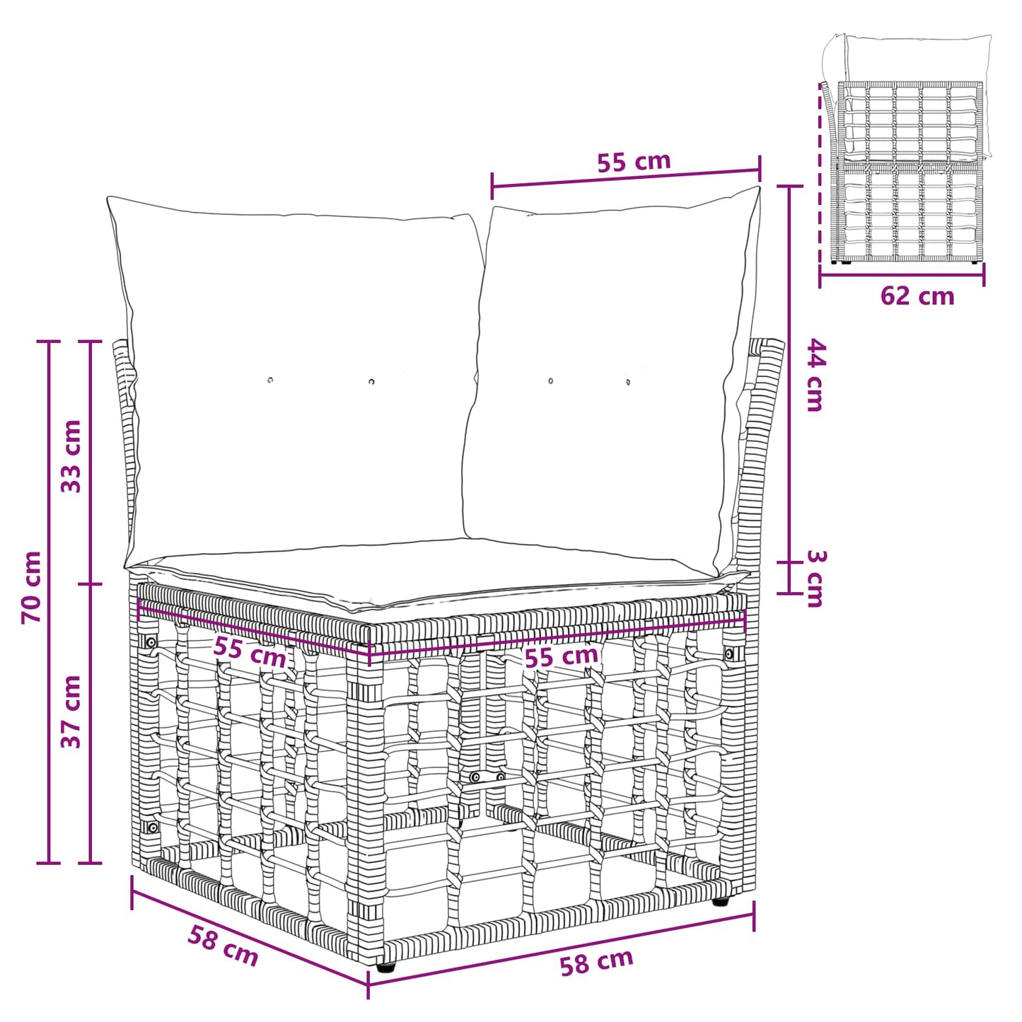 Modulaire Outdoor Hoek Sofa Eenheid Poly Rattan