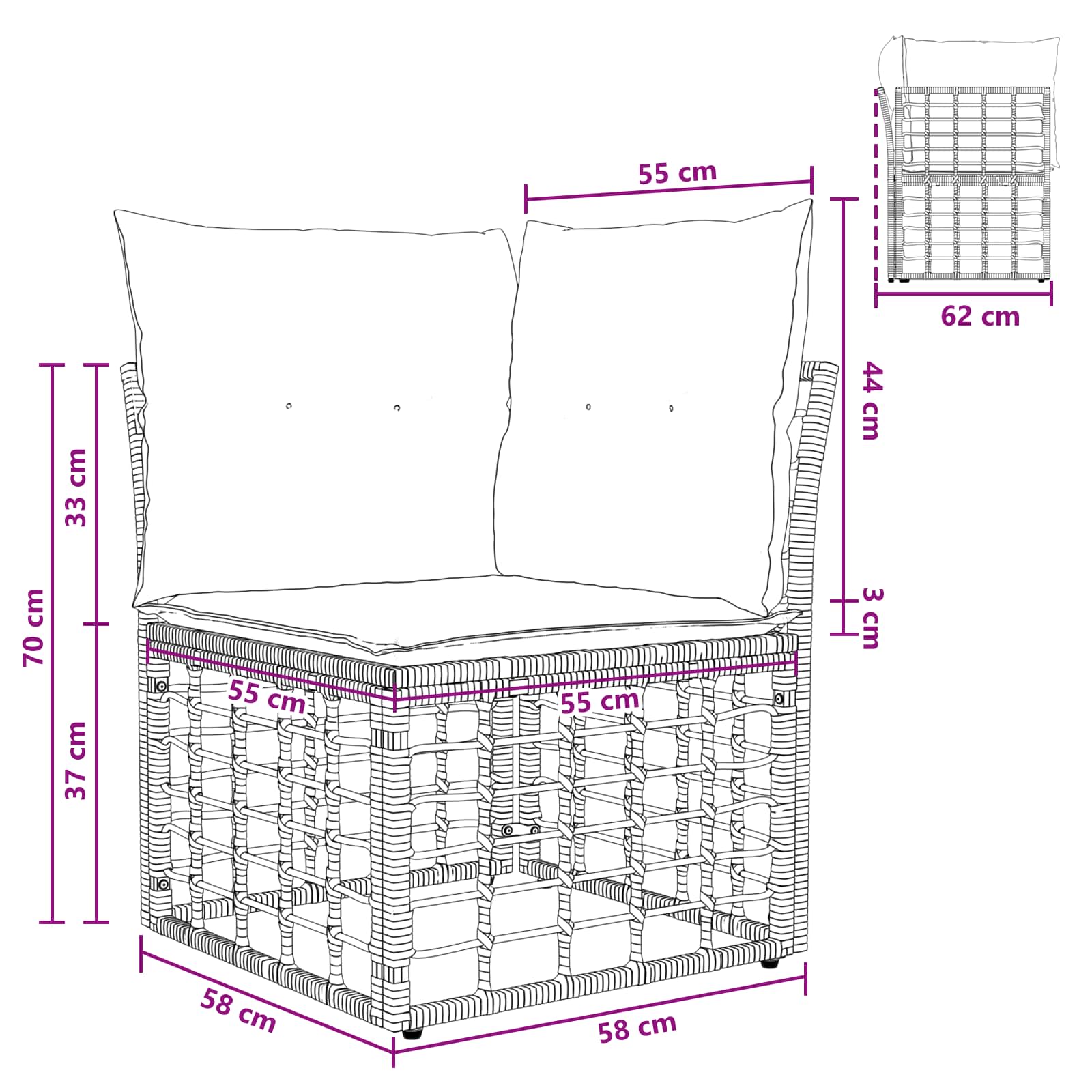 Modulaire Outdoor Hoek Sofa Eenheid Poly Rattan
