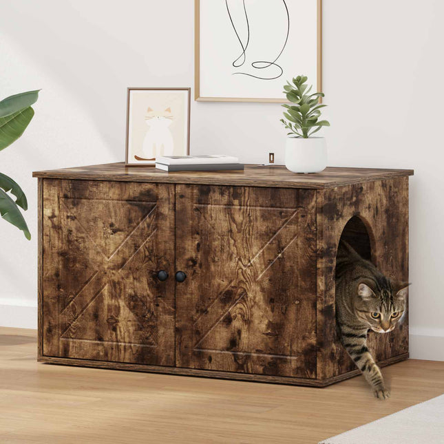 Kattenhuis 85 X 55 X 50,5 Cm Bewerkt Hout