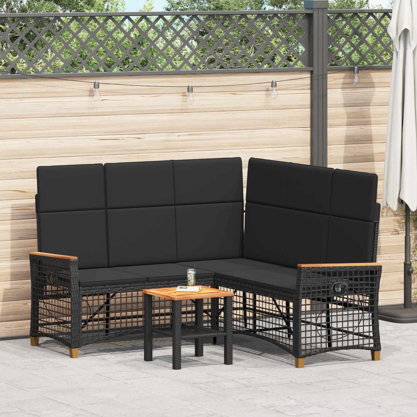 Tuin Ligbankset 164 X 164 X 112 Cm Poly Rattan En Staal
