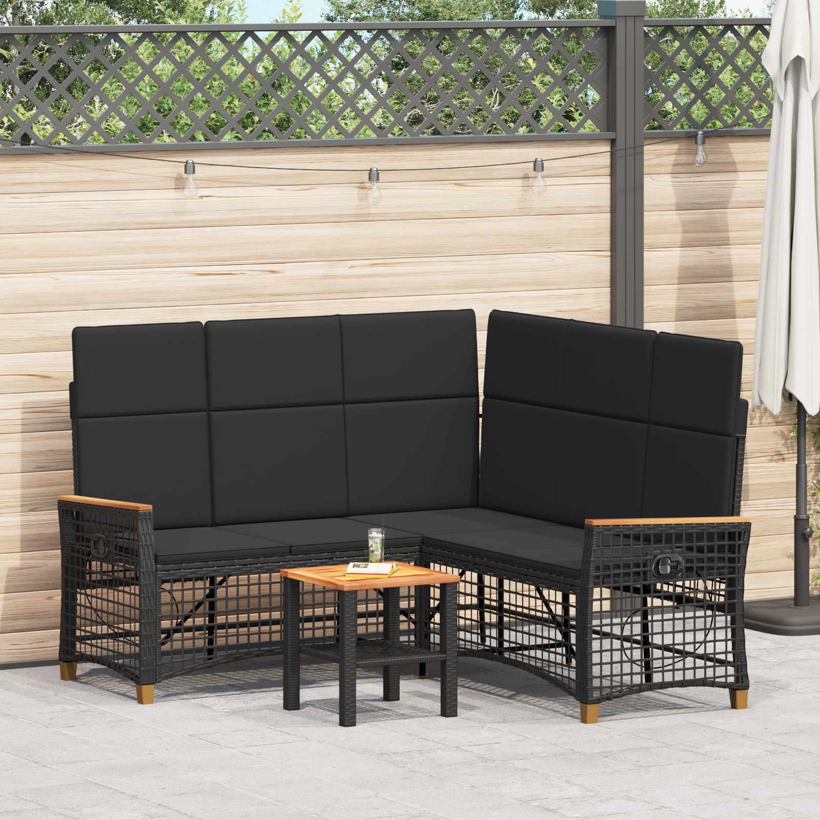 Tuin Ligbankset 164 X 164 X 112 Cm Poly Rattan En Staal