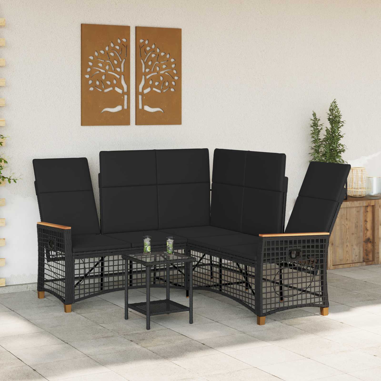 Tuin Ligbankset 164 X 164 X 112 Cm Poly Rattan En Staal