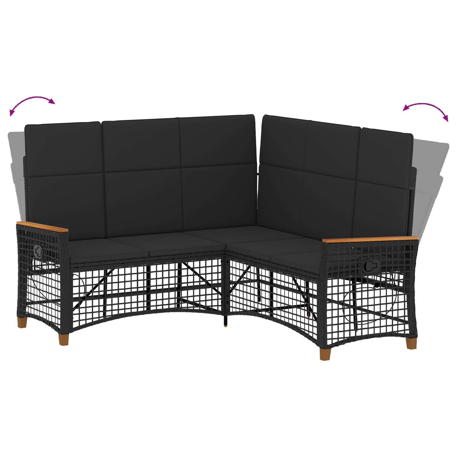 Tuin Ligbankset 164 X 164 X 112 Cm Poly Rattan En Staal