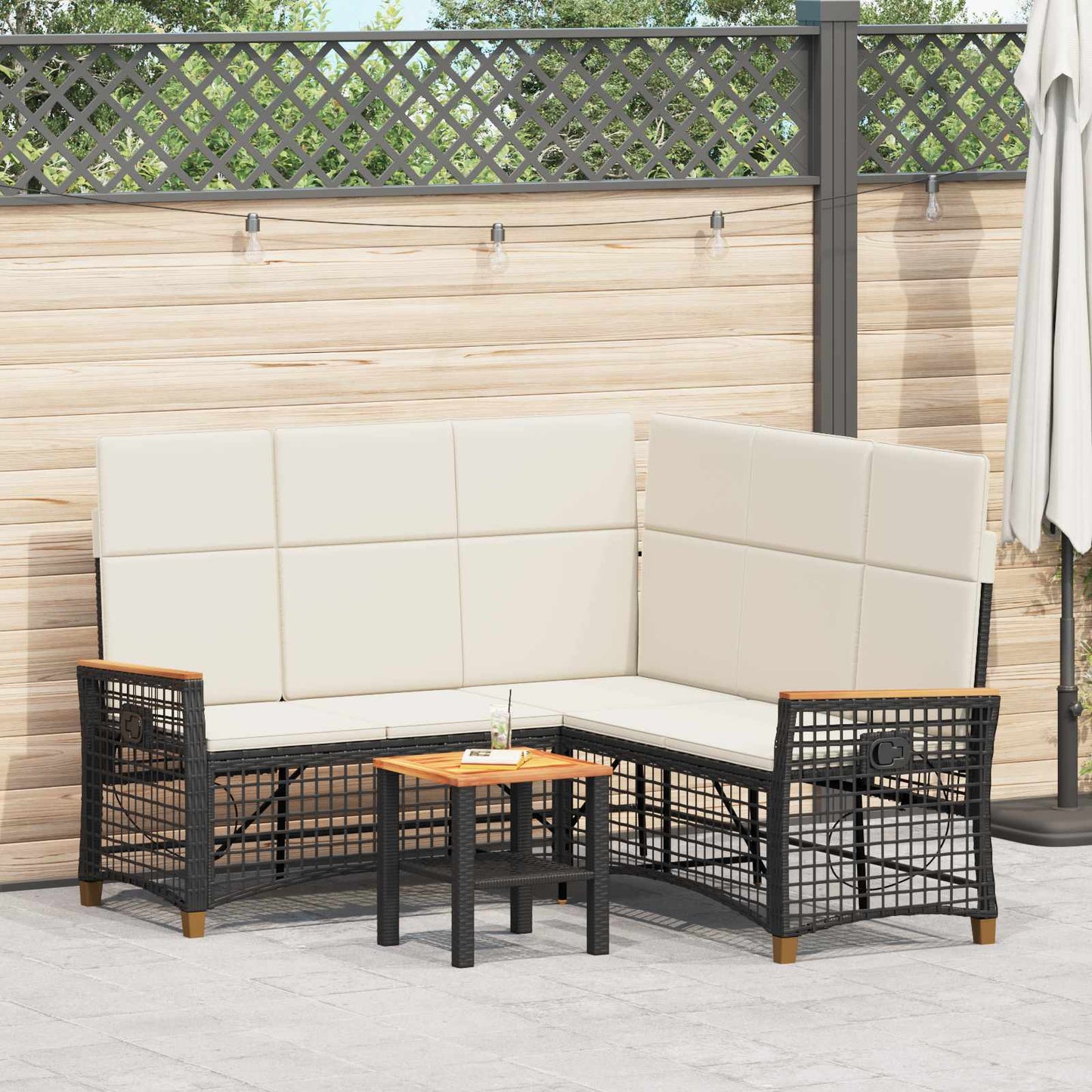 Tuin Ligbankset 164 X 164 X 112 Cm Poly Rattan En Staal