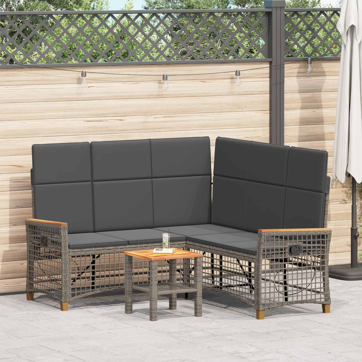Tuin Ligbankset 164 X 164 X 112 Cm Poly Rattan En Staal