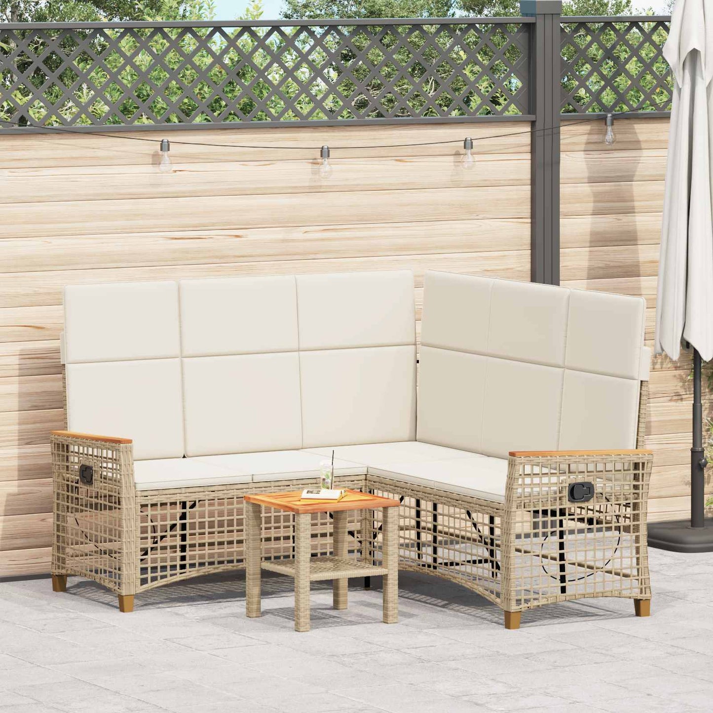 Tuin Ligbankset 164 X 164 X 112 Cm Poly Rattan En Staal