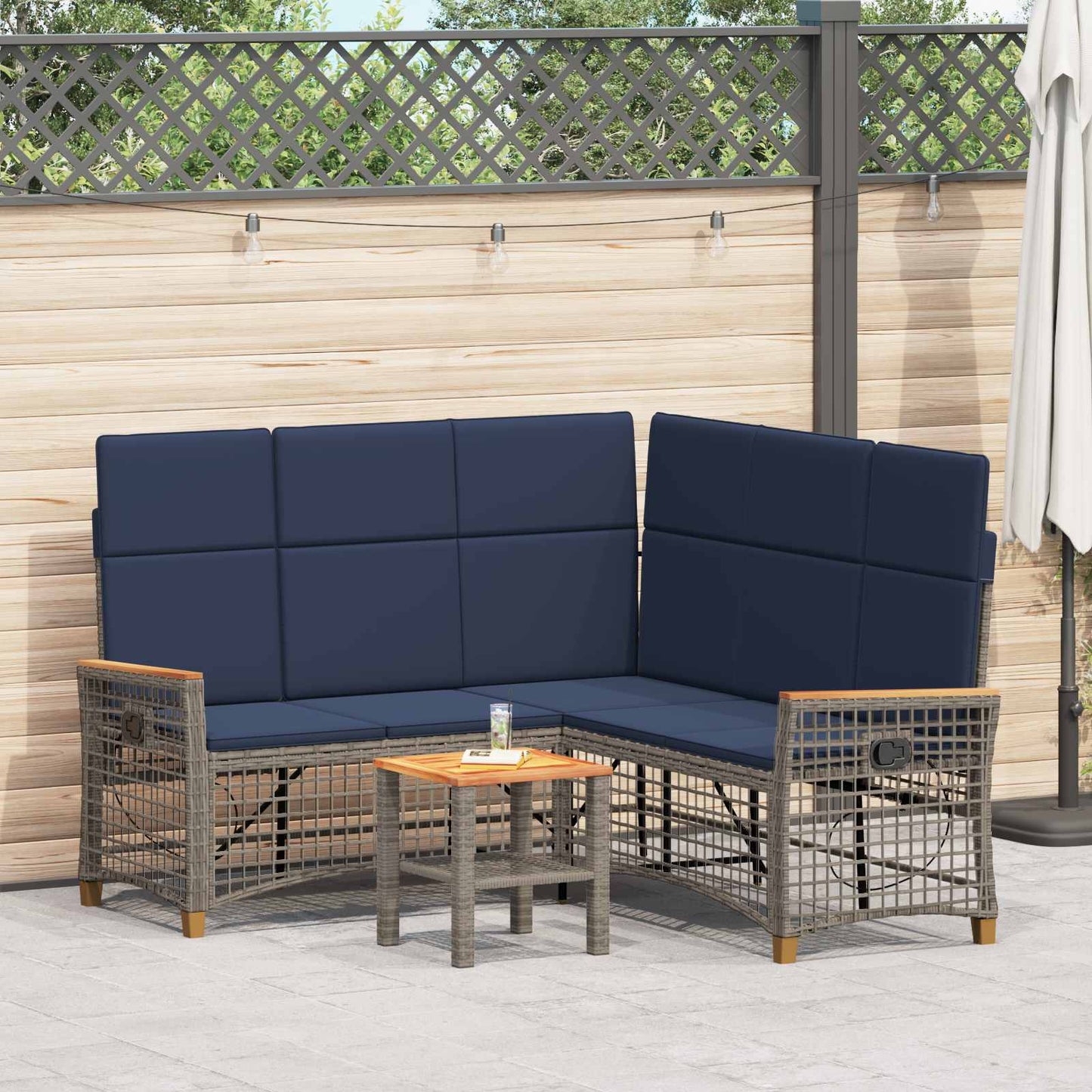 Tuin Ligbankset 164 X 164 X 112 Cm Poly Rattan En Staal