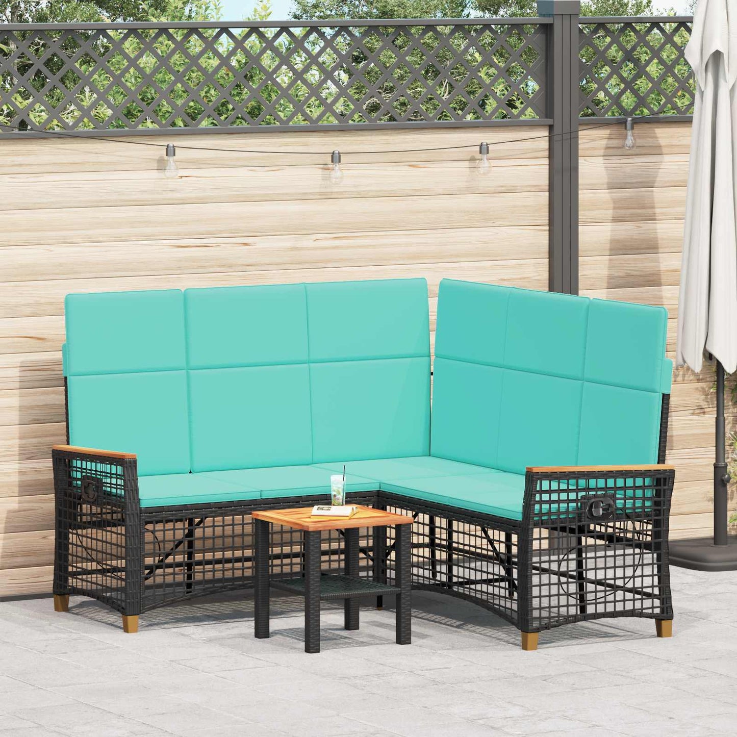 Tuin Ligbankset 164 X 164 X 112 Cm Poly Rattan En Staal