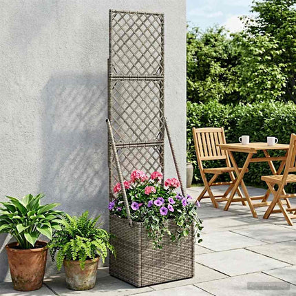Tuindruppel Met Trellis Grijs Poly Rattan