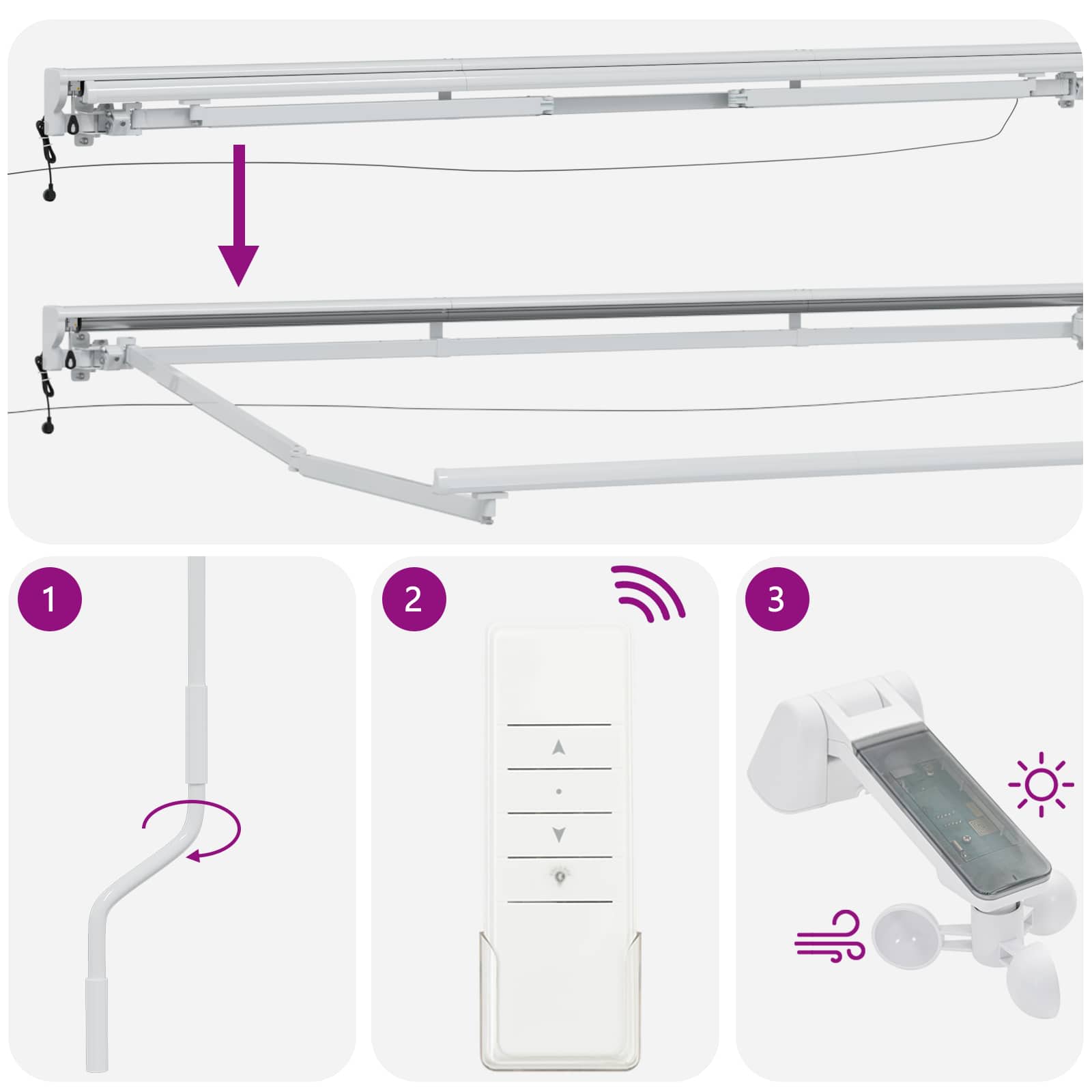 Elektrisch Zonnescherm Frame Met Led's Aluminium