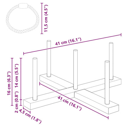 Ringwerpspelset Veelkleurig 41 X 41 X 16 Cm Massief Grenenhout