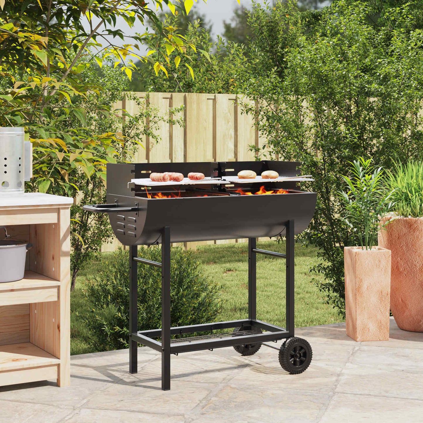Houtskoolgrill 96,5 X 42,5 X 88,5 Cm Zwart