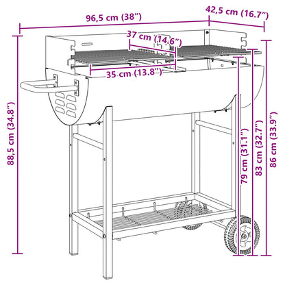 Houtskoolgrill 96,5 X 42,5 X 88,5 Cm Zwart