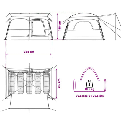 Gezinstent Met Dak 320 X 210 X 180 Cm Polyester