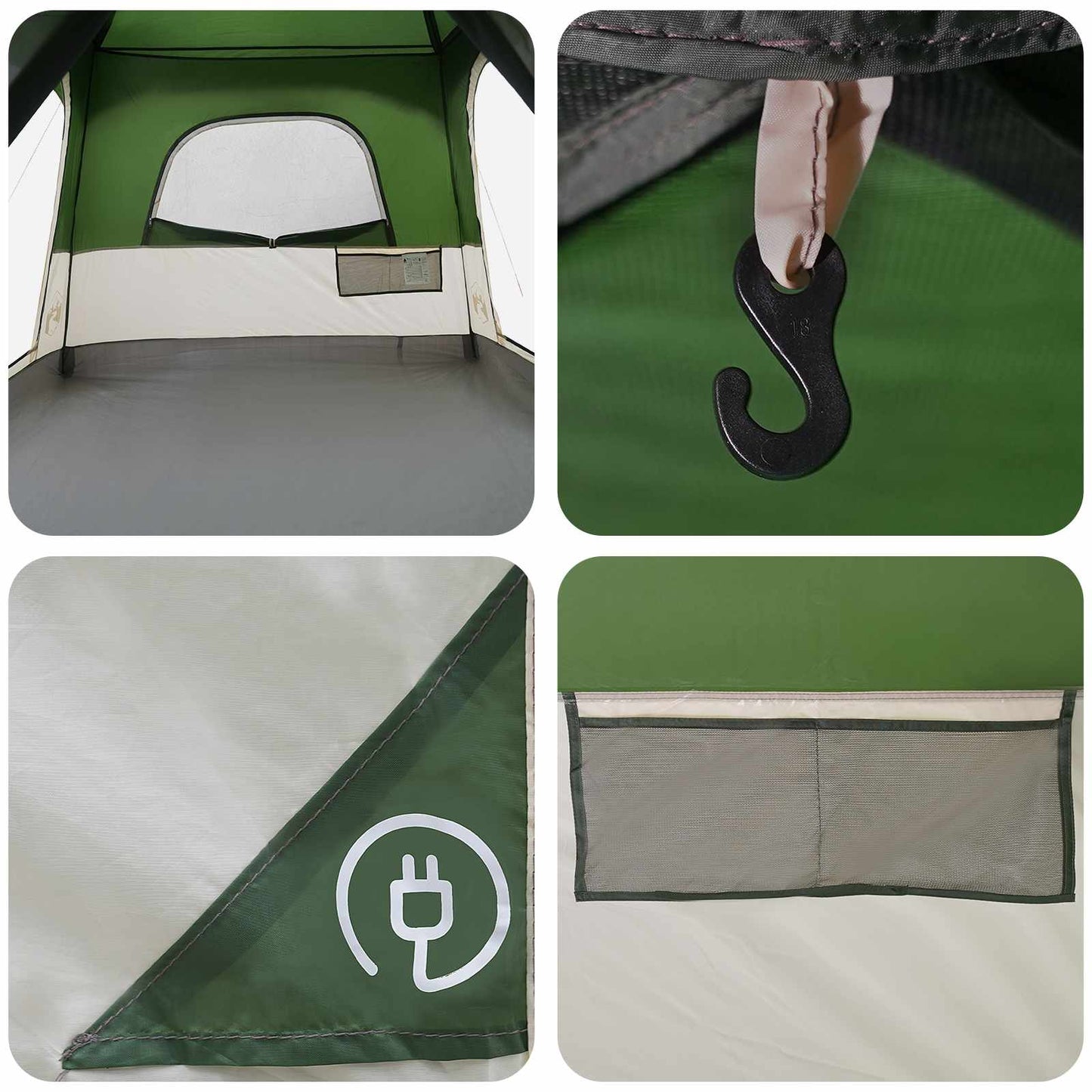 Gezinstent Met Dak Groen 420 X 305 X 200 Cm Polyester En Staal