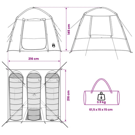 Huisje Tent Met Dak 210 X 210 X 138 Cm Polyester