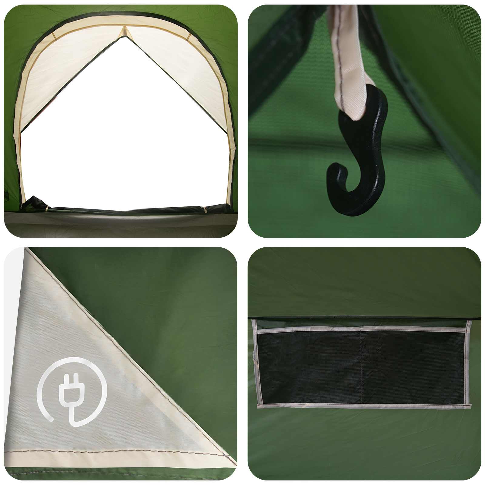 Camping Tent Met Regenhoes Waterdicht Groen 245 X 245 X 149 Cm