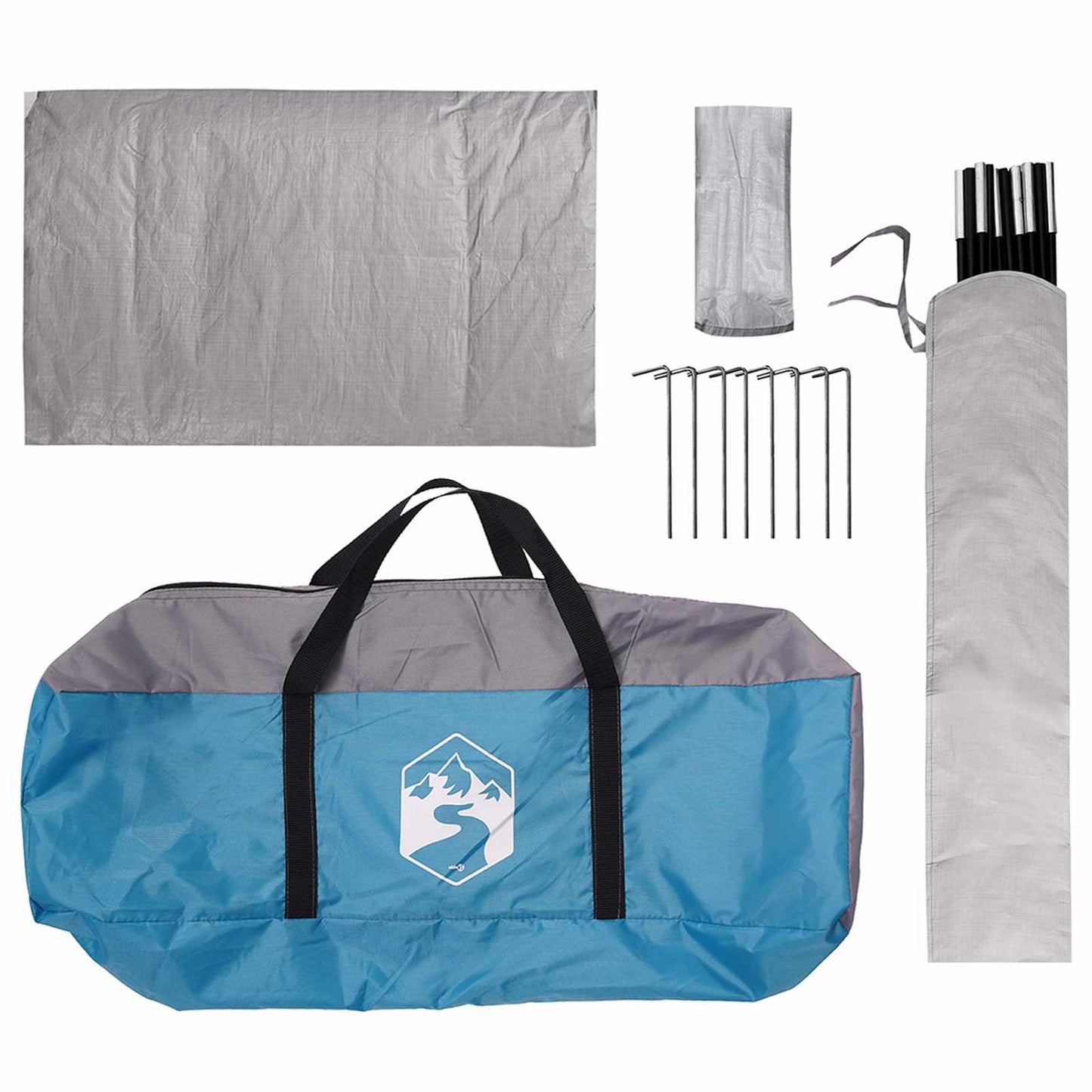 Camping Tent Met Regenhoes Waterdicht Blauw 245 X 245 X 149 Cm