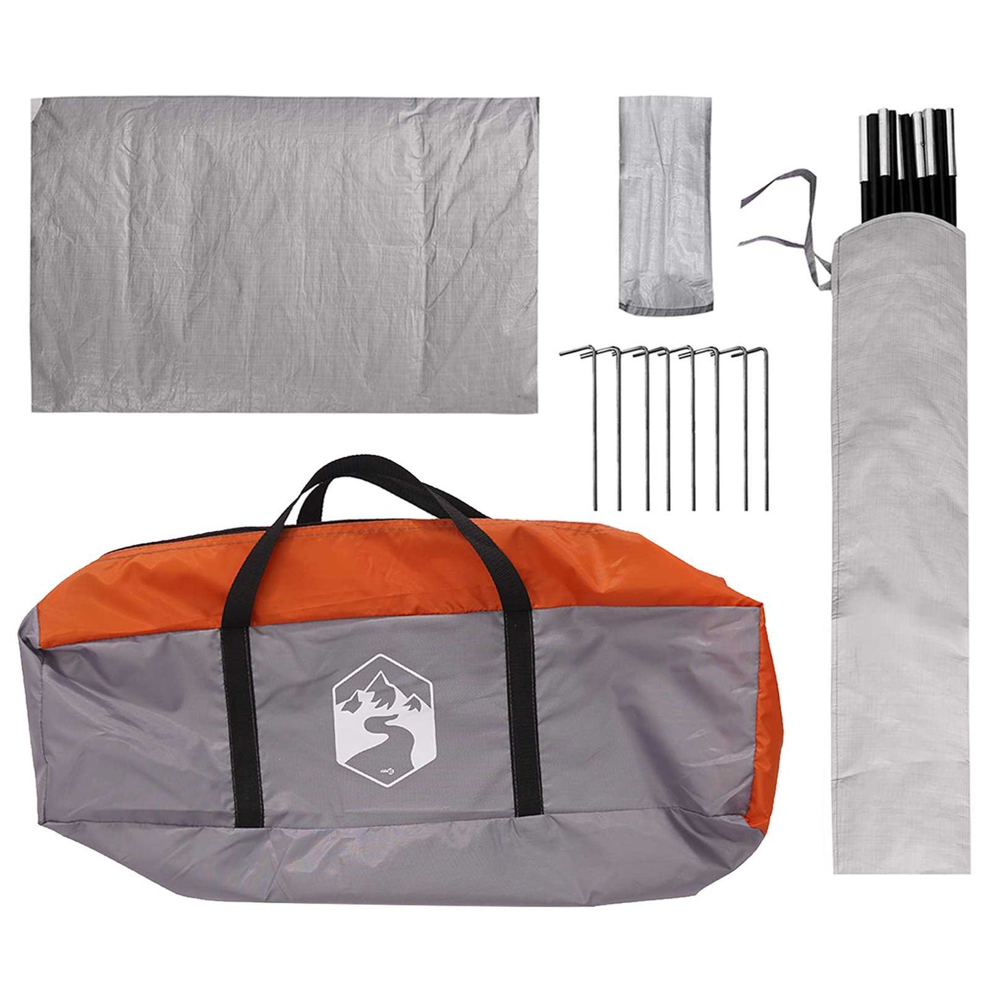 Camping Tent Met Regenhoes Waterdicht Koepel Grijs En Oranje