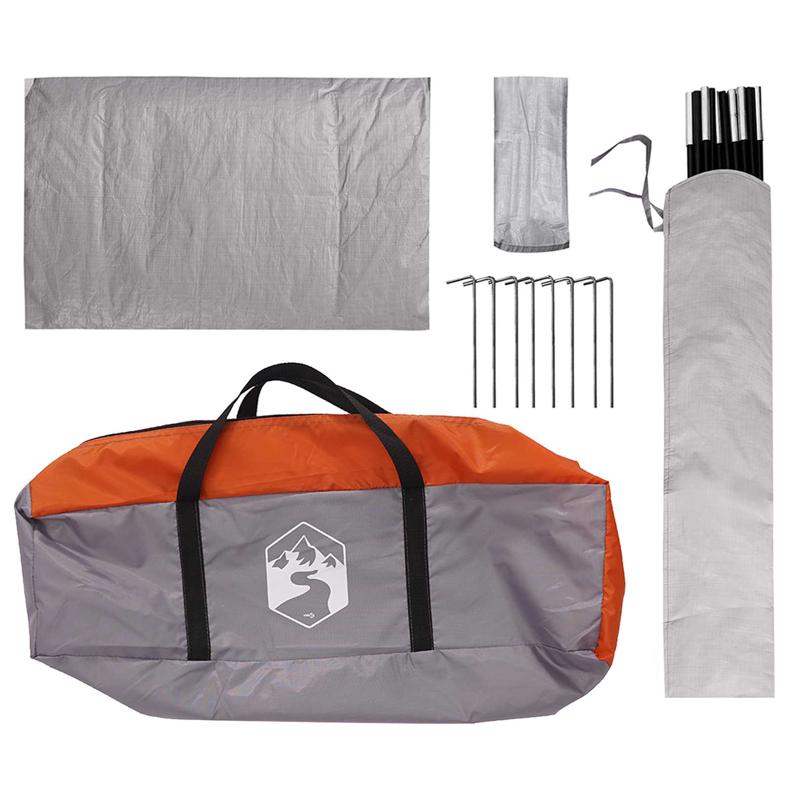 Camping Tent Met Regenhoes Waterdicht Koepel Grijs En Oranje