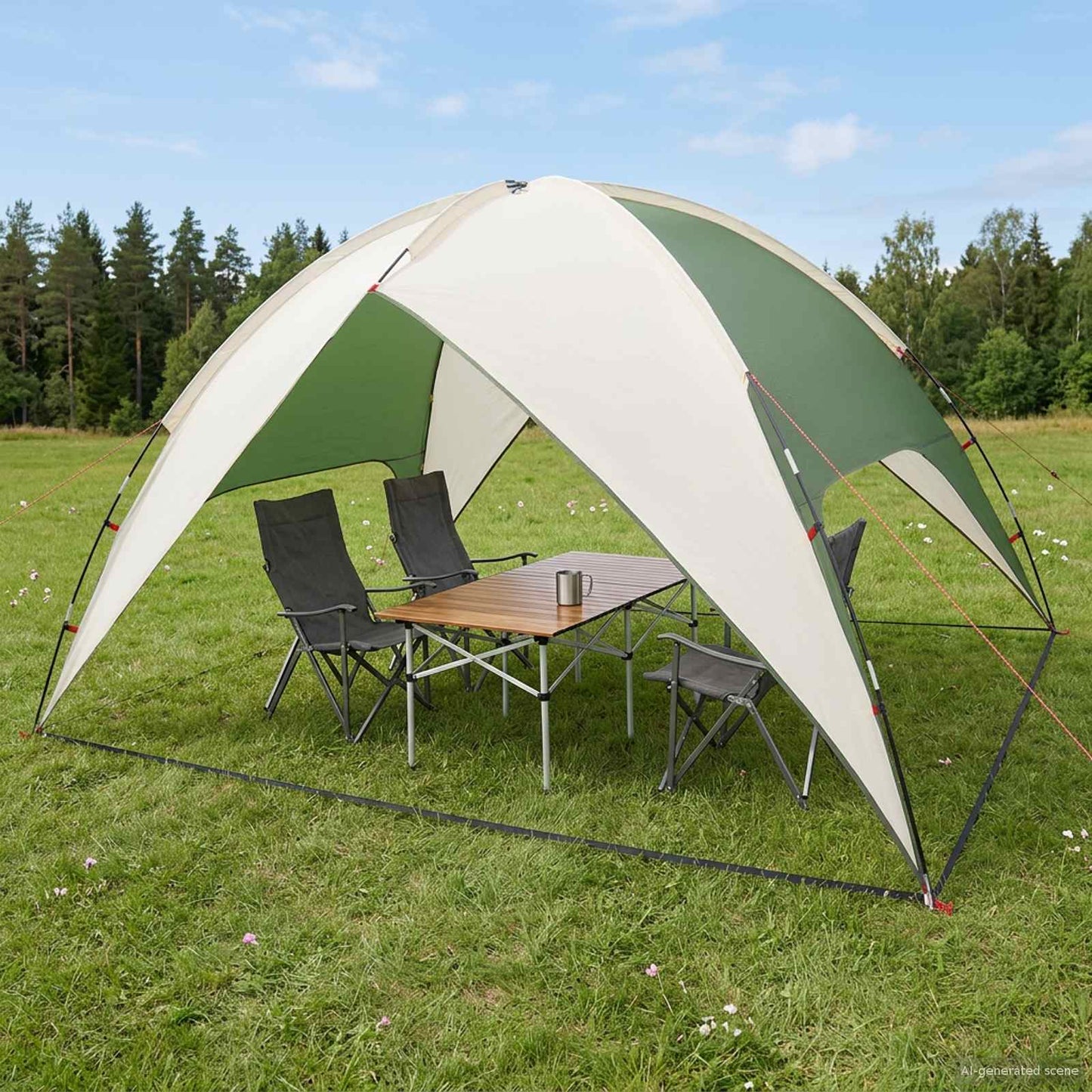 Camping Tent Met Regenhoes Waterdicht Koepel Groen 4-Persoons