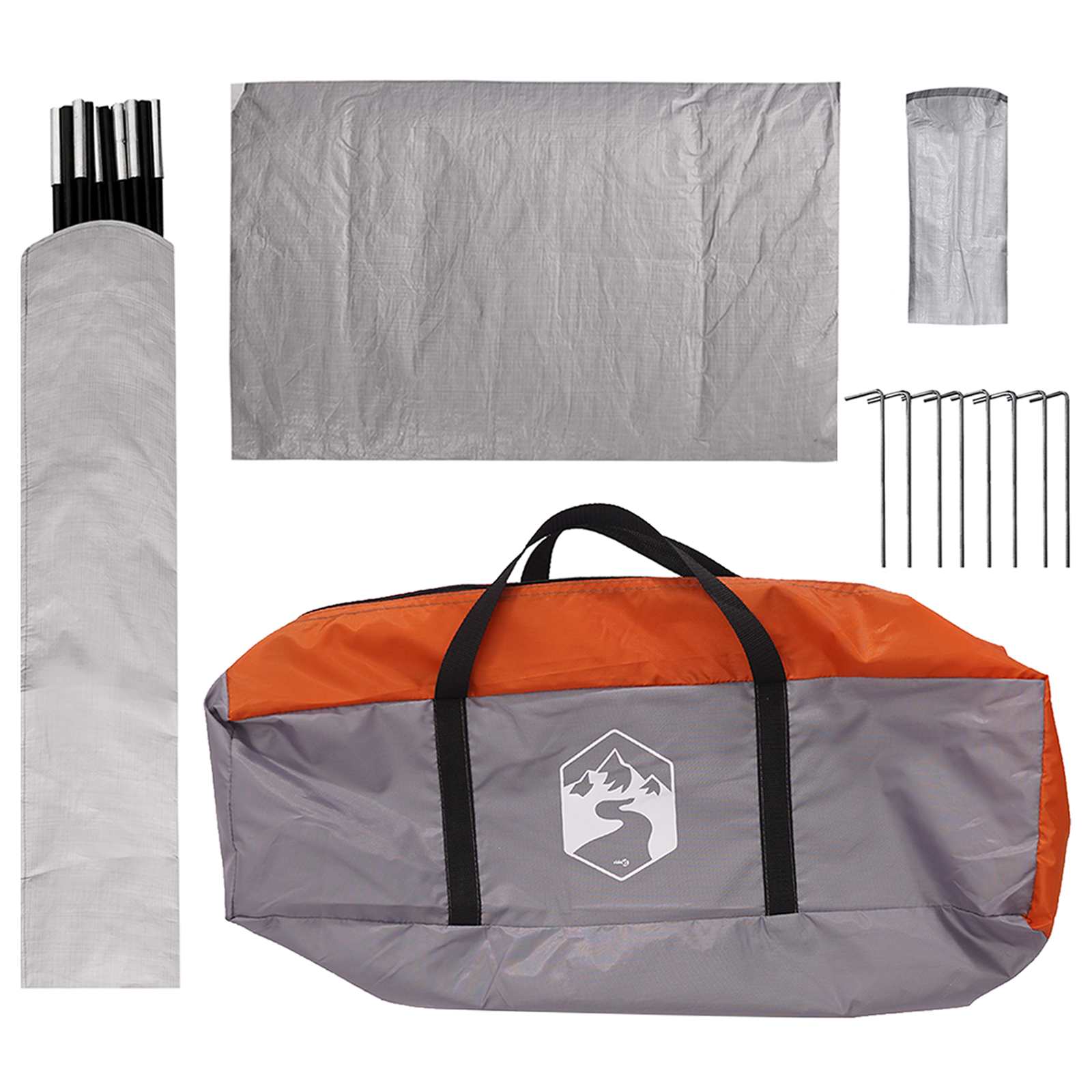 Camping Tent Met Regenhoes Waterdicht Koepel Grijs En Oranje