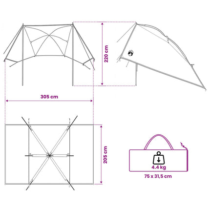 Autotent Met Dak 308 X 215 X 220 Cm Polyester En Staal
