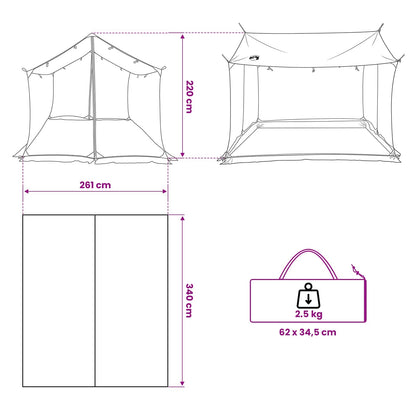 Campingzeil Met Gaaswanden Groen 340 X 260 X 220 Cm