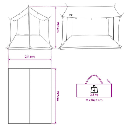 Campingzeil Met Gaaswanden Grijs En Oranje 270 X 210 X 210 Cm