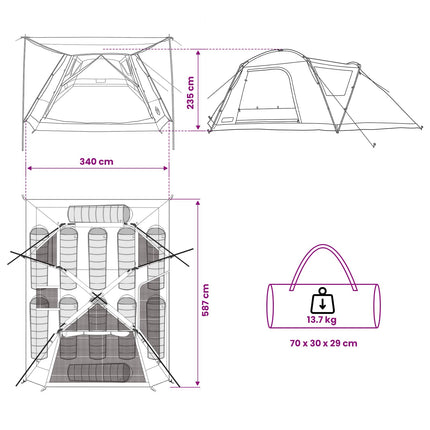 Huisje Tent Met Dak 12-Persoons Polyester En Staal