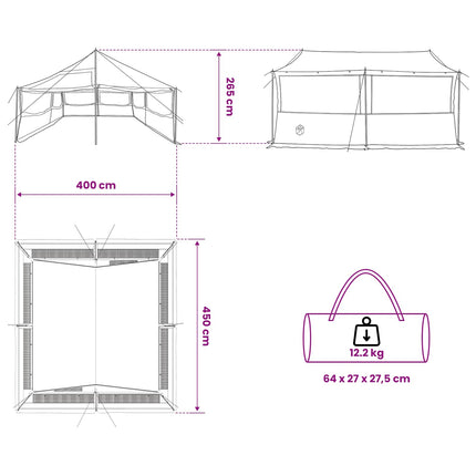 Gezinstent Met Dak 450 X 400 X 265 Cm Polyester En Staal