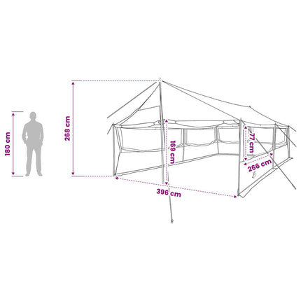 Gezinstent Met Dak 600 X 400 X 268 Cm Polyester En Staal
