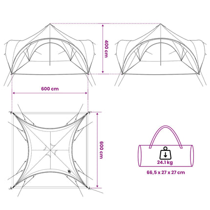 Partytent Met Dak 600 X 600 X 400 Cm Polyester En Staal