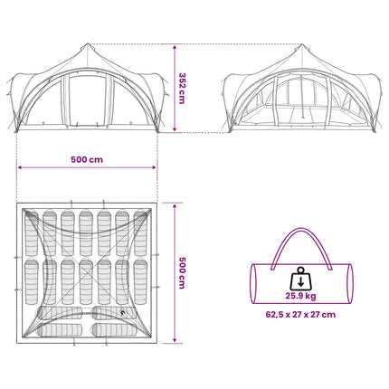 Tipi Tent Met Dak 18-Persoon Polyester En Staal