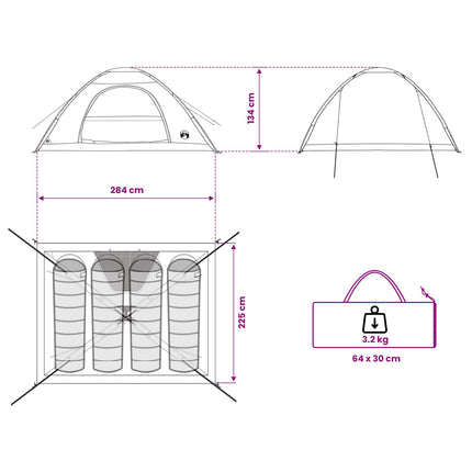 Kamperen Tent Met Dak Legergroen 275 X 215 X 125 Cm
