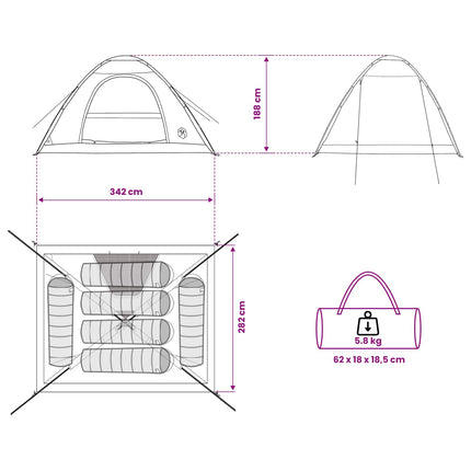 Kamperen Tent Met Dak Wit Blackout 335 X 275 X 180 Cm